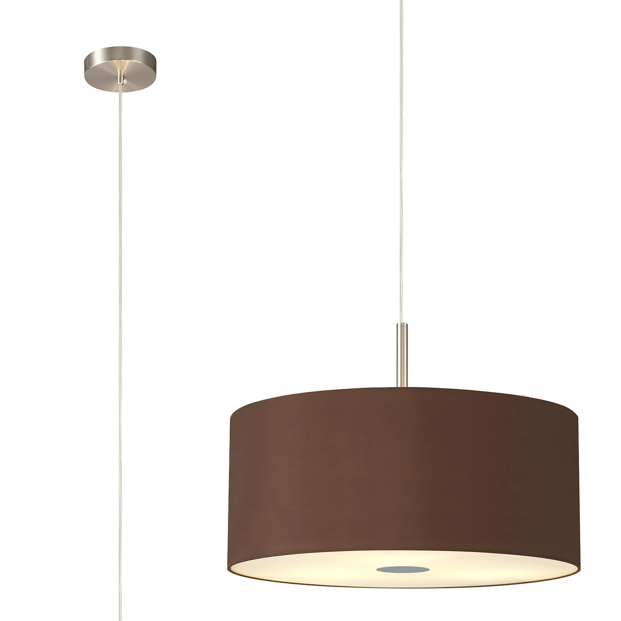 DK0450  Baymont 50cm 3 Light Pendant Satin Nickel, Raw Cocoa/Grecian Bronze, Frosted Diffuser